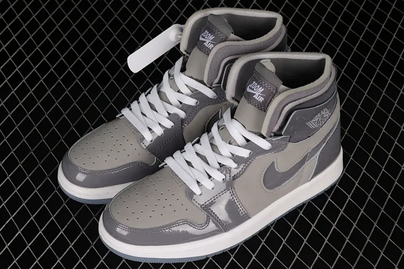 All categories Air Jordan Jordan series basketball shoes Air Jordan 1 High Air Jordan 1 Zoom CMFT AJ1 Joe 1 patent leather gray basketball shoes DQ0659-005